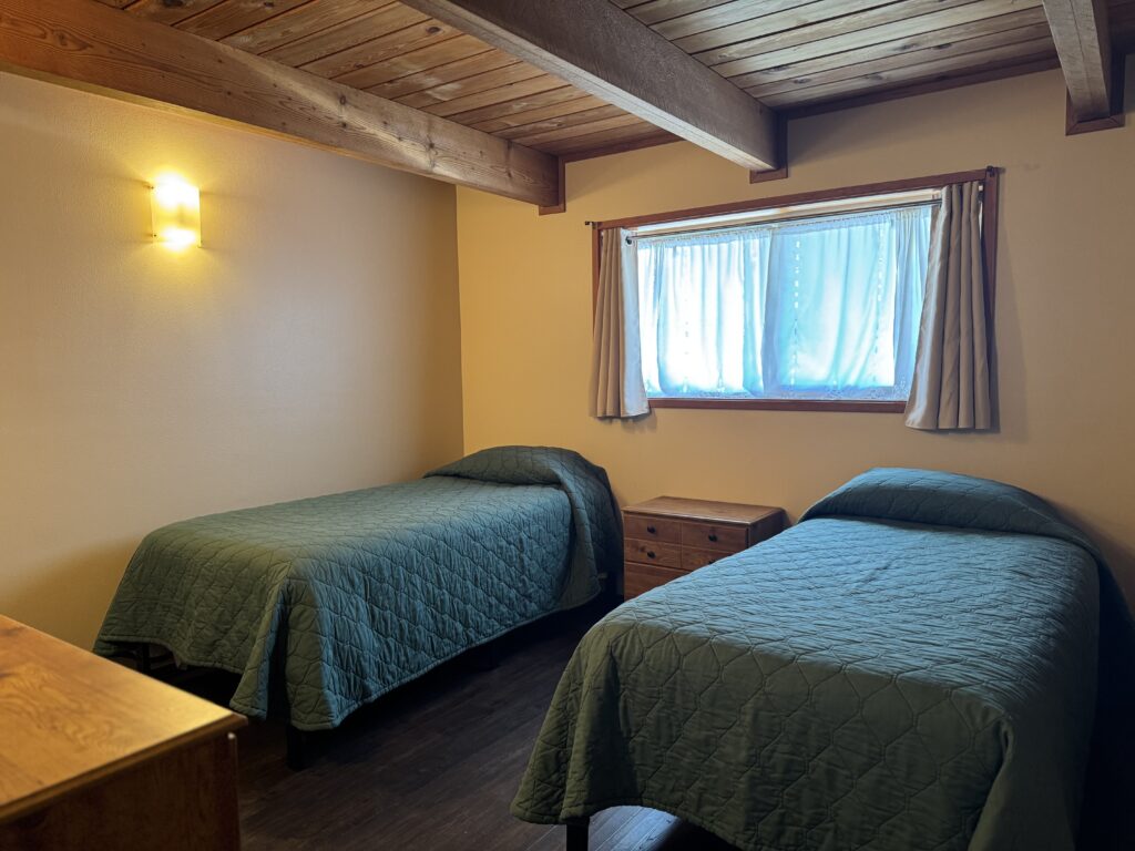 Authentic Alaskan rental cabin bedroom in Ketchikan