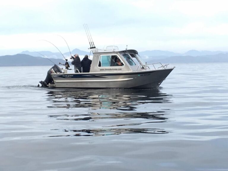fishermen trolling for salmon aboard rental boat in Ketchikan Alaska